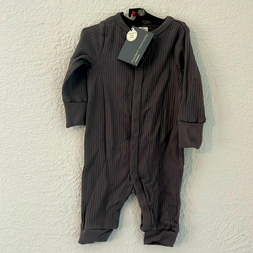Dark gray, Gerber, baby modern moments button up 0-3
